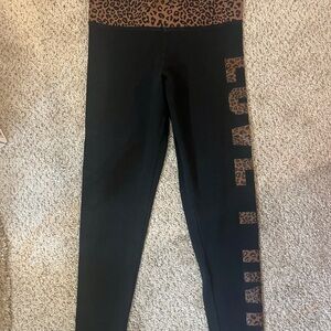 PINK Victoria's Secret Black and Leopard Print Kids Leggings